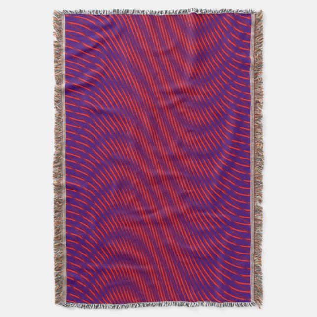   Cool & Modern Abstract Moiré Effect Purple & Red Throw Blanket (Front Vertical)