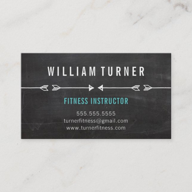 COOL MODERN ARROW simple sketch trendy chalkboard Business Card (Front)