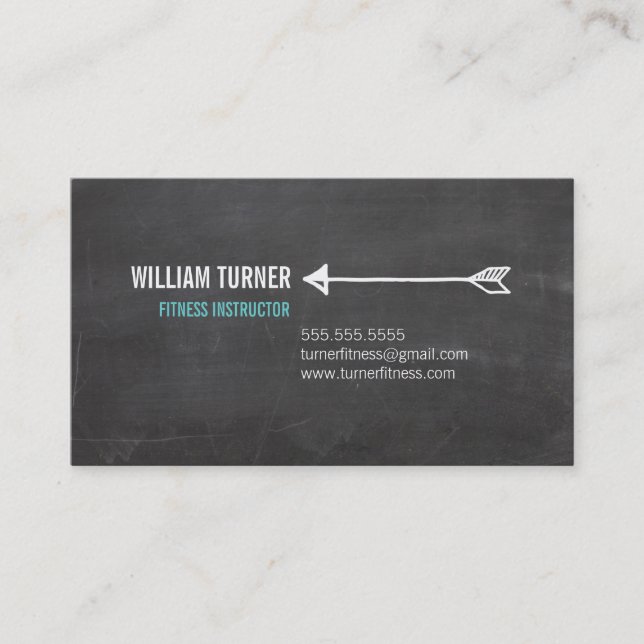 COOL MODERN ARROW simple text trendy chalkboard Business Card (Front)