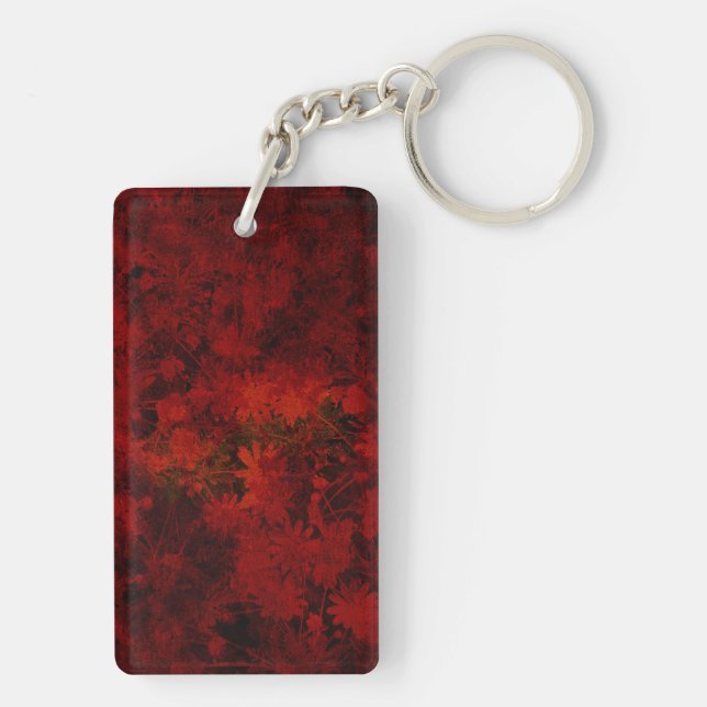 Cool, modern art of floral / flower pattern keychain (Back)