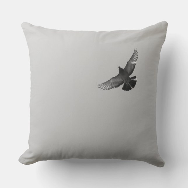 Cool modern B&W flying bird design Throw Pillow (Front)