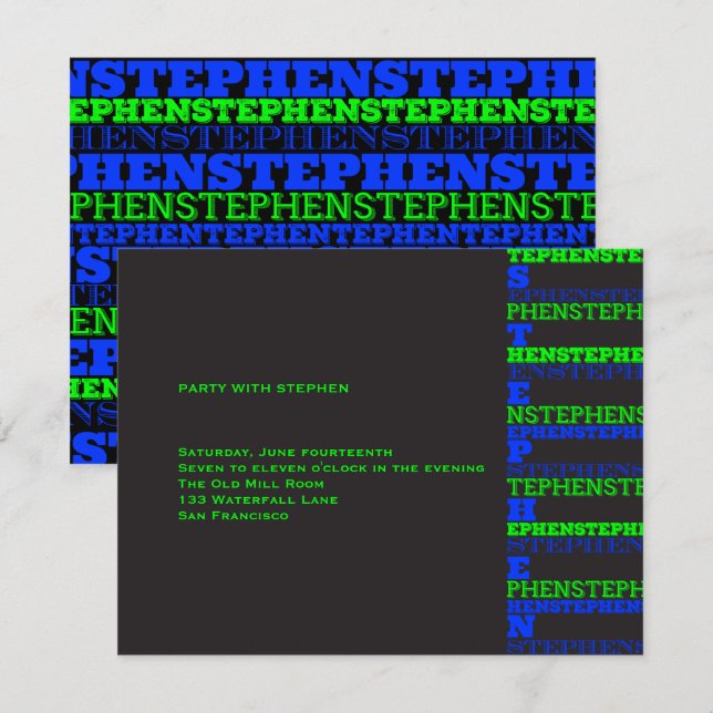 Cool Modern Bar Mitzvah Reception Stephen Invitation (Front/Back)