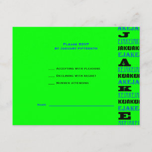 Cool Modern Bar Mitzvah RSVP Black Blue Card