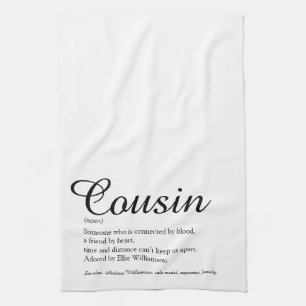 Cool Modern Black and White Cousin Definition Kitchen Towel