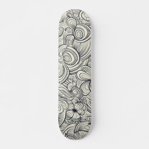 Cool Modern Black And White Floral Pattern Skateboard