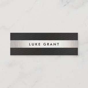 Cool Modern Black Silver Striped Professional II Mini Business Card
