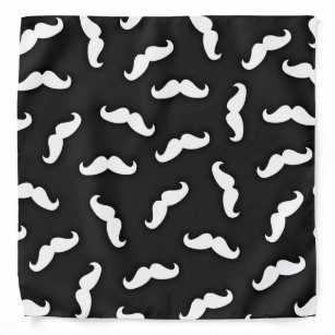 Cool Modern Black White Moustache Pattern Bandana