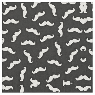 Cool Modern Black White Moustache Pattern Fabric