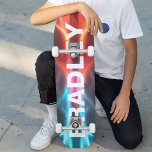 Cool Modern Blue Red Fire Trendy Custom Name Skateboard<br><div class="desc">Cool Modern Blue Red Fire Trendy Custom Personalized Name Skateboard features your personalized name in modern typography on an abstract blue and red fire pattern background. Personalize by editing the text in the text box provided. Give a custom made gift, personalized skateboard to your favourite skateboarder for Christmas, birthday or...</div>