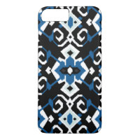 Cool modern blue white black ikat tribal pattern