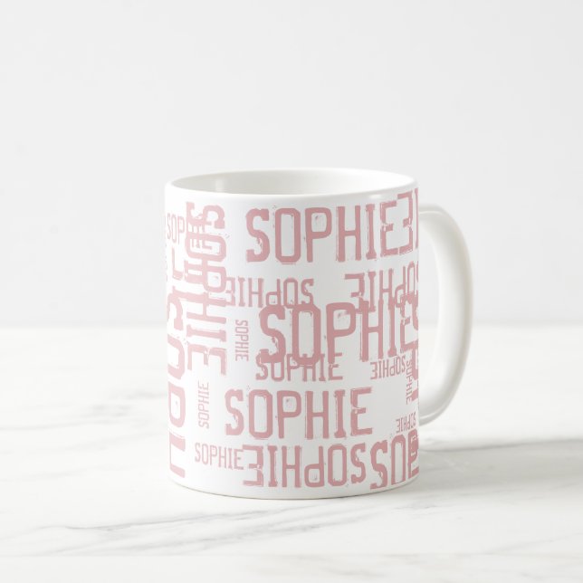 Cool & Modern Blush Pink Typography Coffee Mug (Front Right)