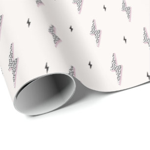 Cool modern bolt power sign white neutral  wrapping paper
