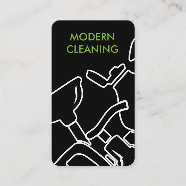 Cool Modern Cleaning Service Business Card (Front)
