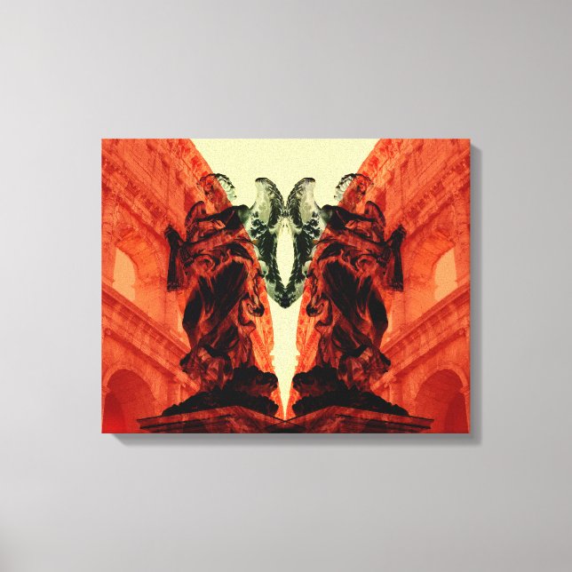 Cool modern collage of historical Rome in red Canvas Print (Front)