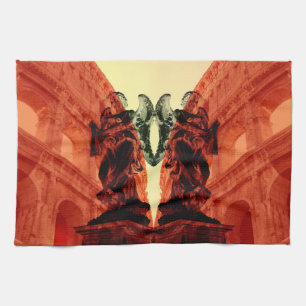 Cool modern collage of historical Rome in red Kitchen Towel