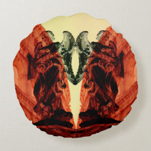 Cool modern collage of historical Rome in red Round Pillow
