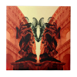Cool modern collage of historical Rome in red Tile