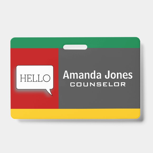 Cool Modern Colour Block Personalized Professional Badge (Front)