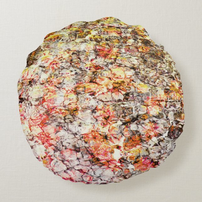 Cool, modern, colourful abstract background round pillow (Back)