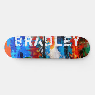 Cool Modern Colourful Abstract Custom Name  Skateboard