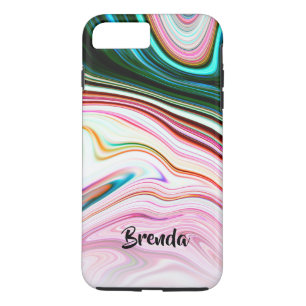Cool Modern Colourful Marble Swirls Monogram Case-Mate iPhone Case