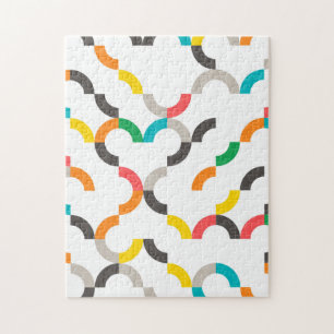 Cool, modern, colourful, trendy circular geometric jigsaw puzzle