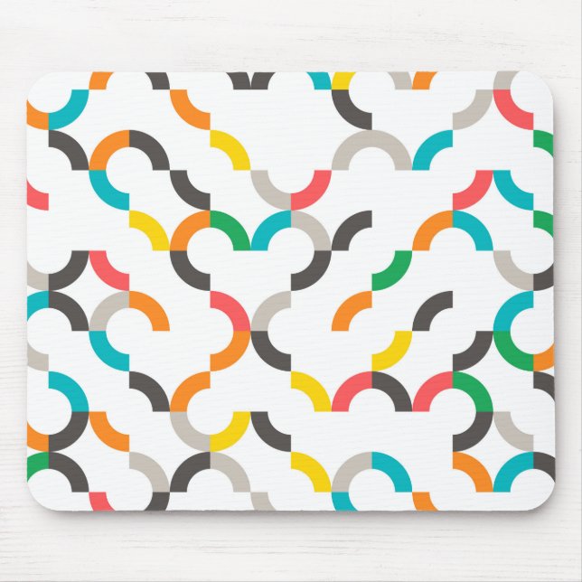 Cool, modern, colourful, trendy circular geometric mouse pad (Front)
