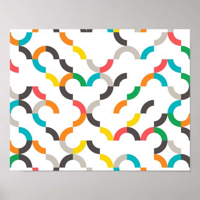 Cool, modern, colourful, trendy circular geometric poster (Front)