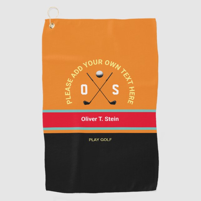 cool modern colours Golf Towel with golfer name (Front)
