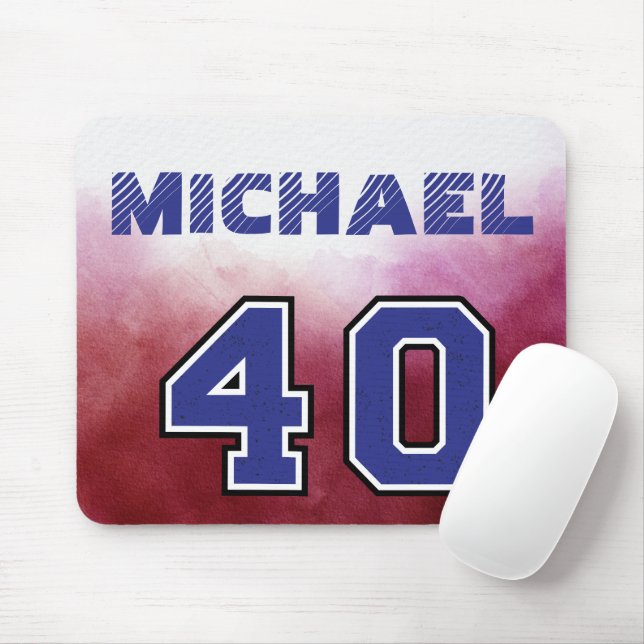 Cool modern Custom sport player Red and blue Mouse Pad (With Mouse)