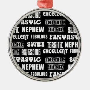 Cool Modern Design 4 Nephews  Positive Words Metal Ornament