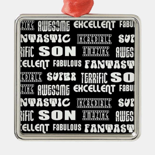 Cool Modern Design 4 Sons  Positive Words Metal Ornament (Front)