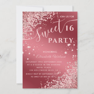 Cool modern diamond luxury rose gold sweet 16 invi invitation
