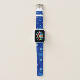 Cool, modern digital art of blue evil eye pattern apple watch band