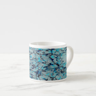 Cool, modern digital art of blue watercolor espresso cup