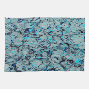 Cool, modern digital art of blue watercolor kitchen towel