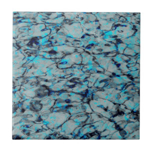 Cool, modern digital art of blue watercolor tile