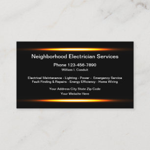 Cool Modern Electrician Services Business Cards