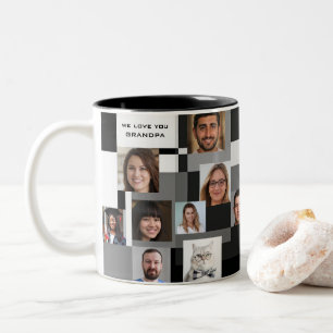 Cool Modern Family Gift 20 Photos Love You Grandpa Two-Tone Coffee Mug