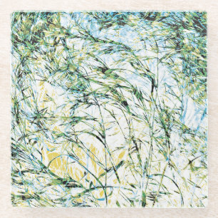 Cool modern floral flower pattern art design glass coaster