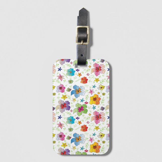 Cool Modern Flower Pattern Luggage Tag (Front Vertical)