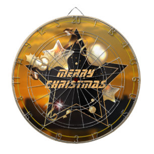 Cool Modern Gold Black Metallic Stars Merry Xmas   Dartboard
