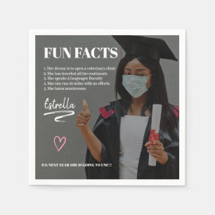Cool modern graduate fun facts graduation photo napkin