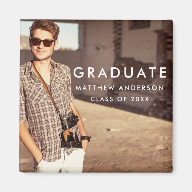 Cool Modern Graduation Announcement Photo Magnet (Front)