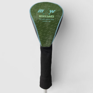 cool modern green golfer monogram golf head cover