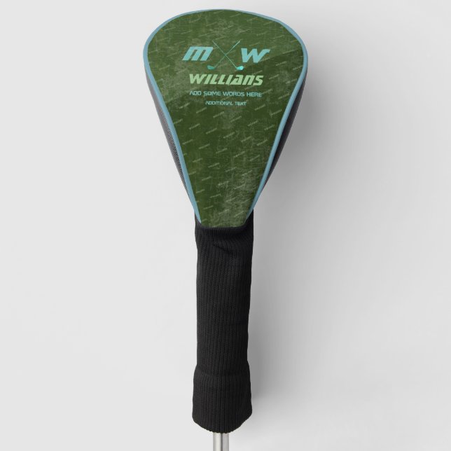  cool modern green Golfer Monogram   Golf Head Cover (Front)
