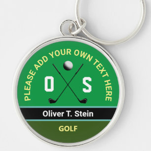cool modern green golfer name keychain