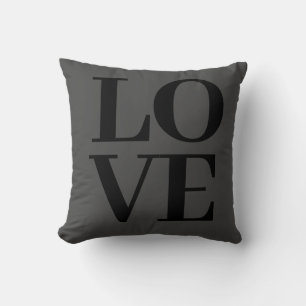 Cool Modern Grey Black Love Throw Pillow