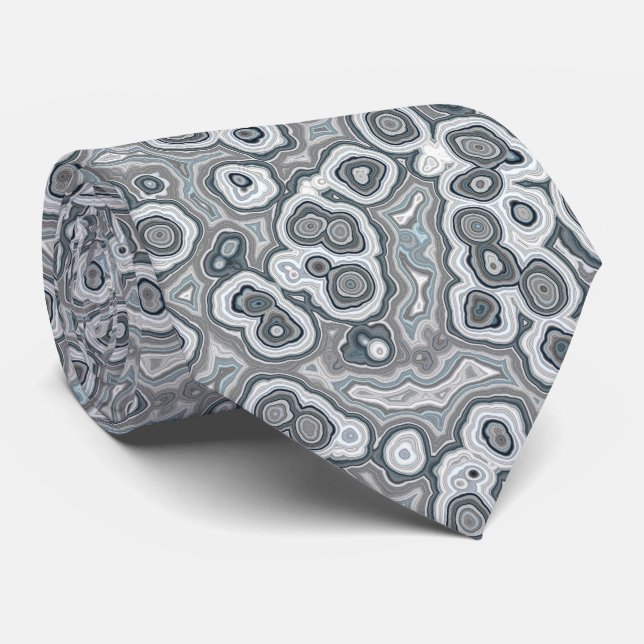 Cool Modern Grey Dark Blue Marble Granite Pattern Tie (Rolled)