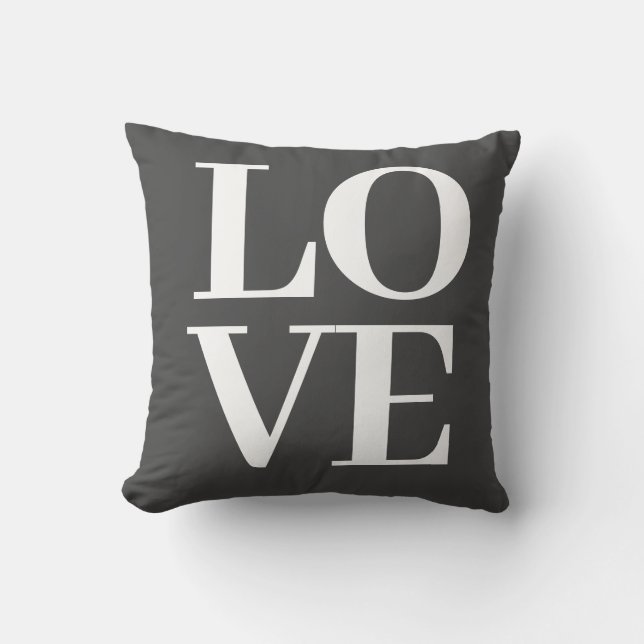 Cool Modern Grey White Love  Throw Pillow (Front)